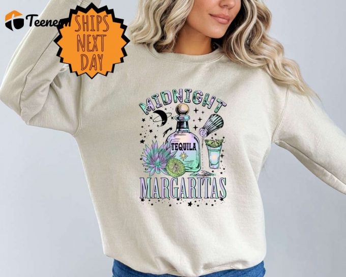 Midnight Margaritas Sweatshirt, Sweater, Witchy Sweater, Midnight Margarita, Spooky Sweater, Halloween Sweater,Gift For Witchy Women 1