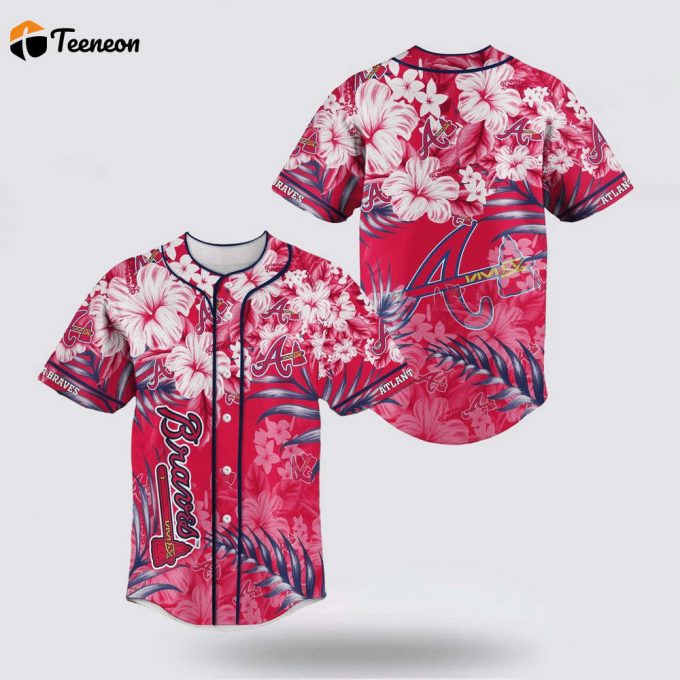 Mlb Atlanta Braves Baseball Jersey With Flower Design For Fans Jersey 1