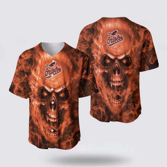 Mlb Baltimore Orioles Baseball Jersey Skull Unique And Expressive For Fans 2