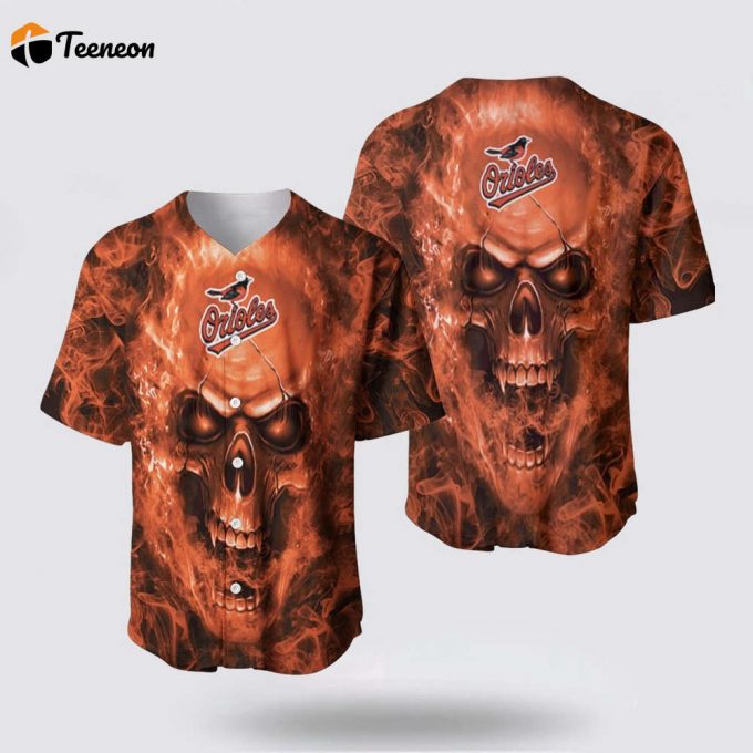 Mlb Baltimore Orioles Baseball Jersey Skull Unique And Expressive For Fans 1