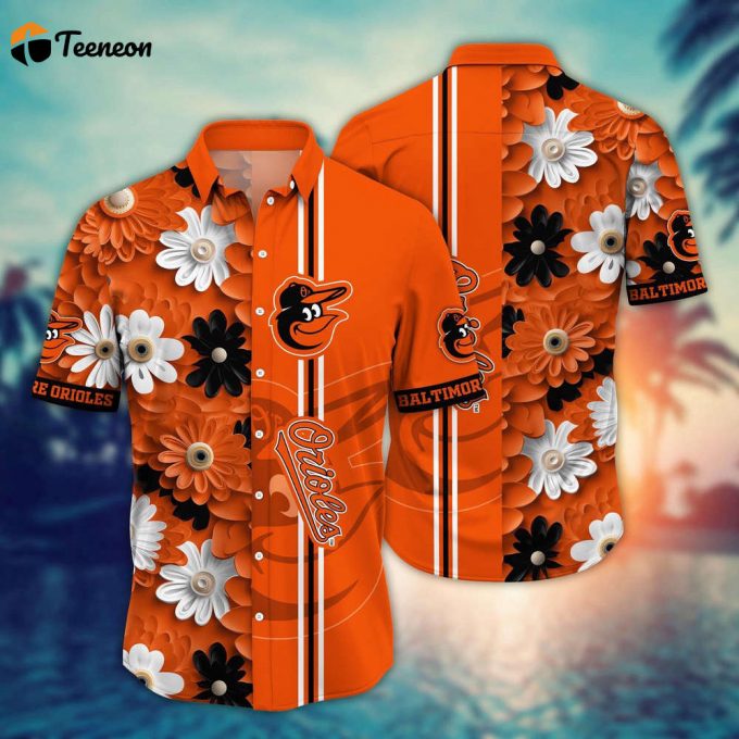 Mlb Baltimore Orioles Hawaiian Shirt Floral Finesse For Sports Fans 1