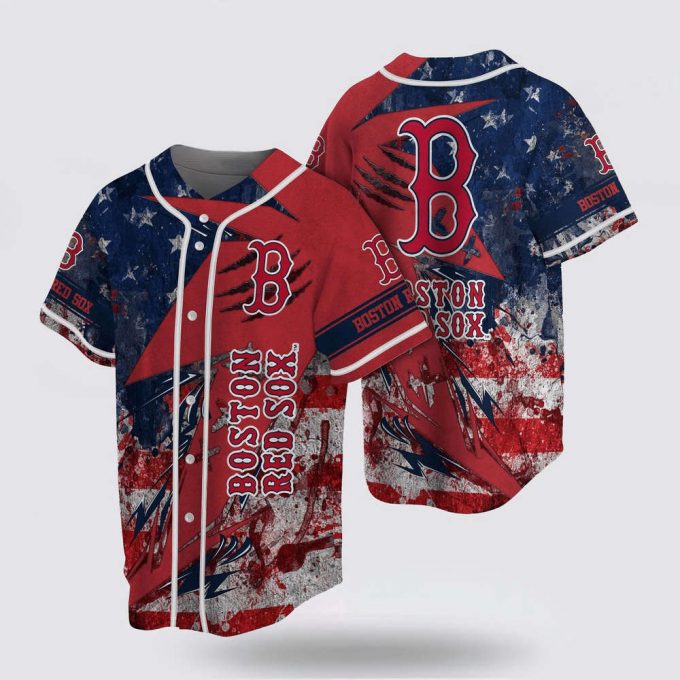 Mlb Boston Red Sox Baseball Jersey Us Flag For Fans Jersey 2