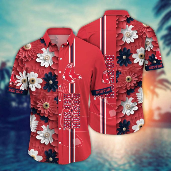 Mlb Boston Red Sox Hawaiian Shirt Floral Finesse For Sports Fans 2