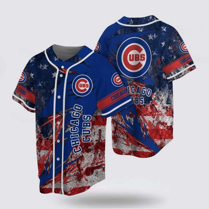 Mlb Chicago Cubs Baseball Jersey With Us Flag Design For Fans Jersey 2