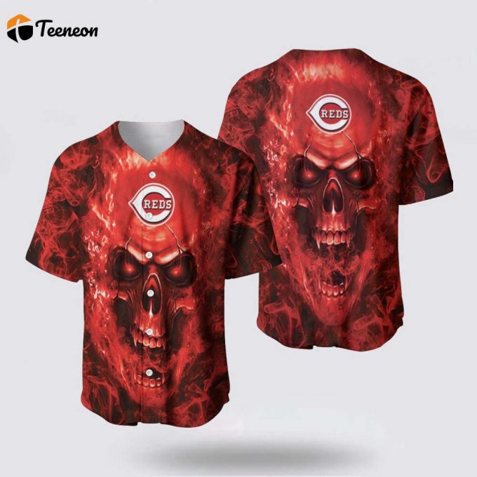 Mlb Cincinnati Reds Baseball Jersey Skull A Perfect Blend Of Style And Comfort For Fans 1
