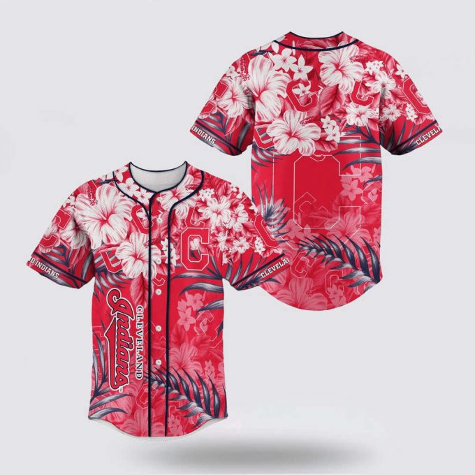 Mlb Cleveland Indians Baseball Jersey With Flower Design For Fans Jersey 2