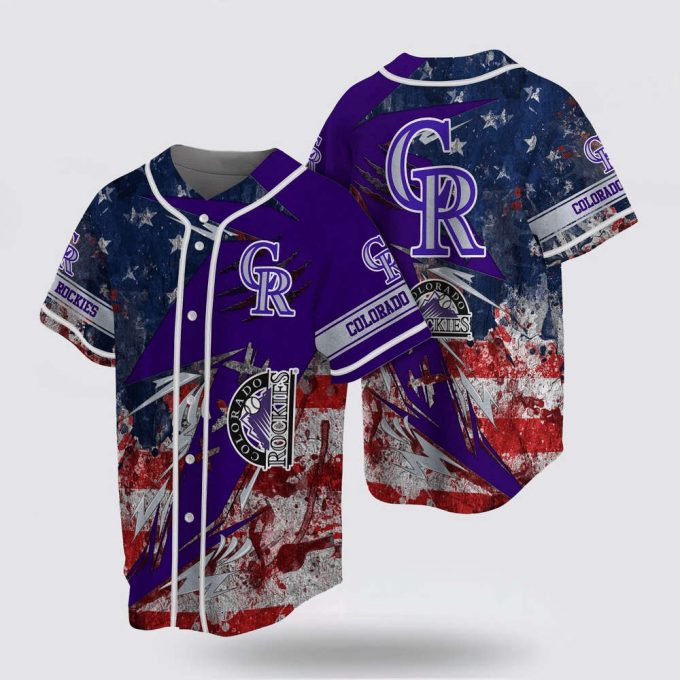 Mlb Colorado Rockies Baseball Jersey With Us Flag For Fans Jersey 2