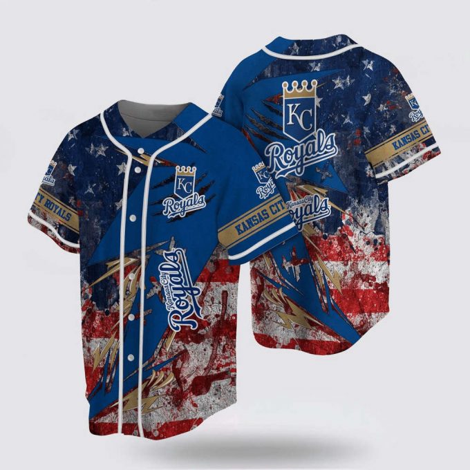 Mlb Kansas City Royals Baseball Jersey With Us Flag For Fans Jersey 2