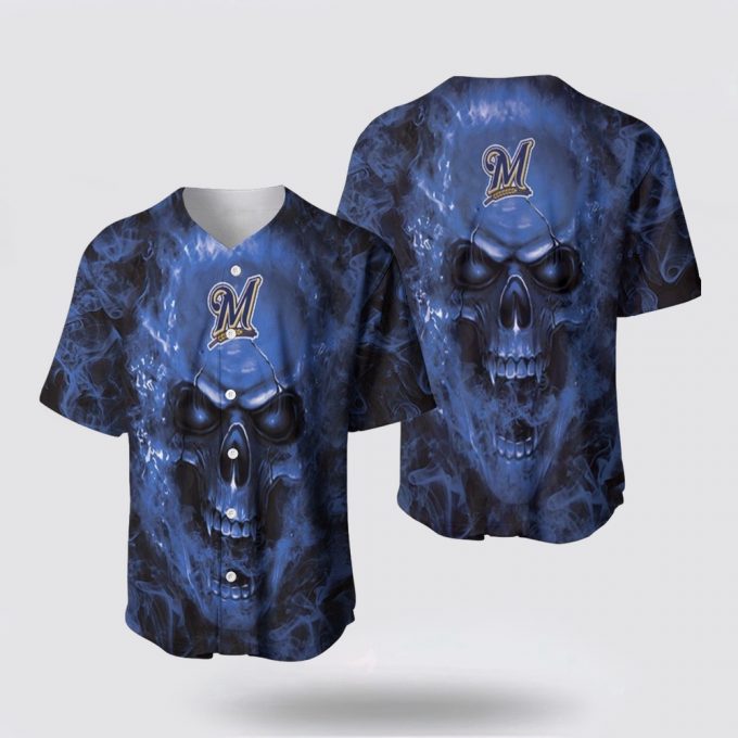 Mlb Milwaukee Brewers Baseball Jersey Skull Your Unique Companion On The Baseball Journey For Fans 2