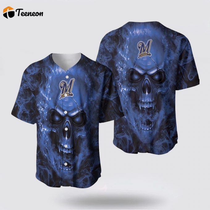 Mlb Milwaukee Brewers Baseball Jersey Skull Your Unique Companion On The Baseball Journey For Fans 1