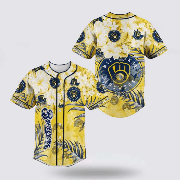 Mlb Milwaukee Brewers Baseball Jersey With Flower For Fans Jersey 2