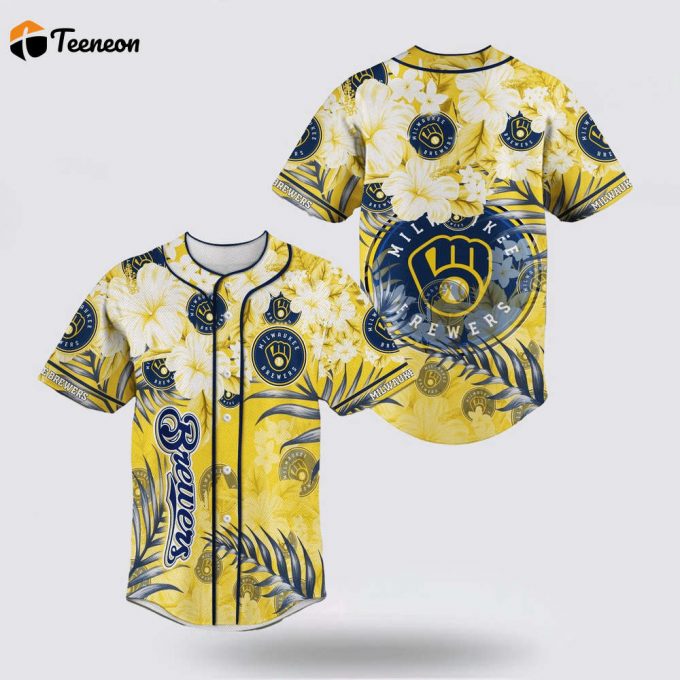 Mlb Milwaukee Brewers Baseball Jersey With Flower For Fans Jersey 1