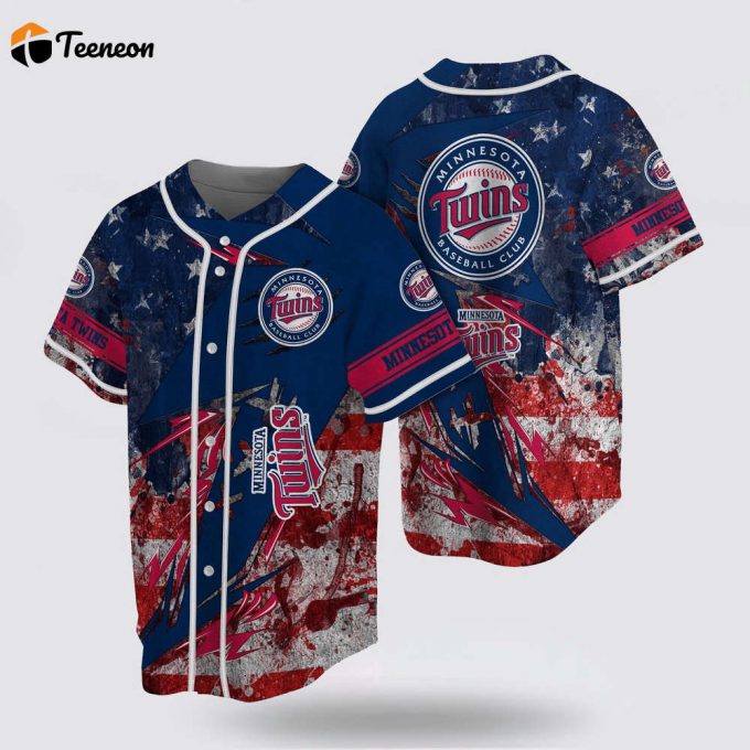 Mlb Minnesota Twins Baseball Jersey With Us Flag Design For Fans Jersey 1