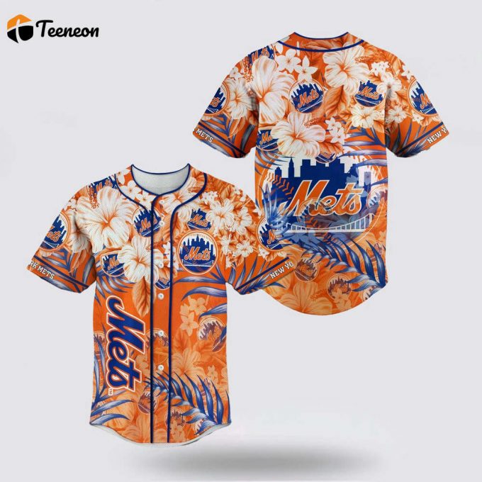 Mlb New York Mets Baseball Jersey Flower For Fans Jersey 1