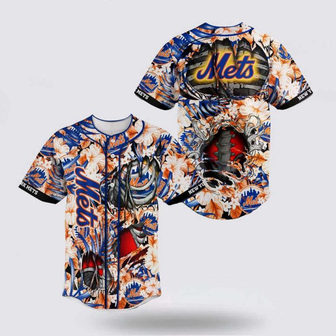 Mlb New York Mets Baseball Jersey Skeleton For Fans Jersey 2