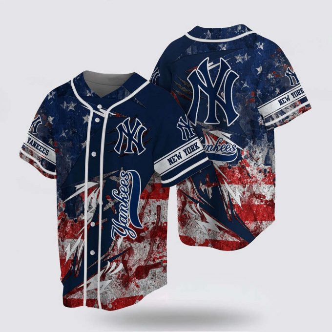 Mlb New York Yankees Baseball Jersey With Us Flag Design For Fans Jersey 2