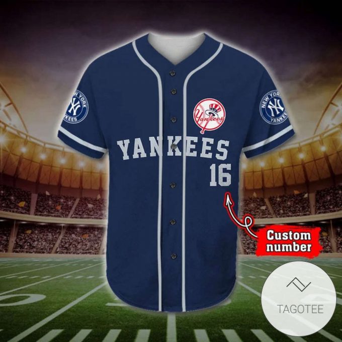 Mlb New York Yankees Custom Name Number Baseball Jersey V7 Unisex Shirt 2