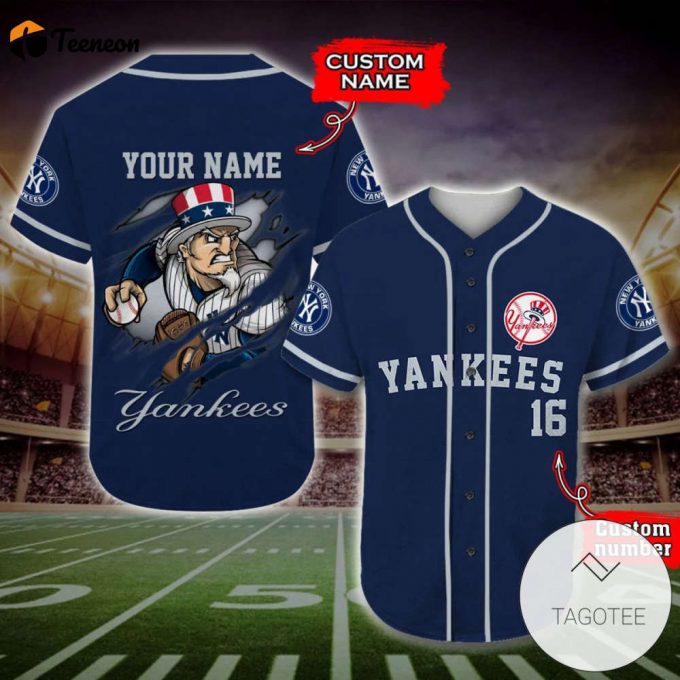 Mlb New York Yankees Custom Name Number Baseball Jersey V7 Unisex Shirt 1