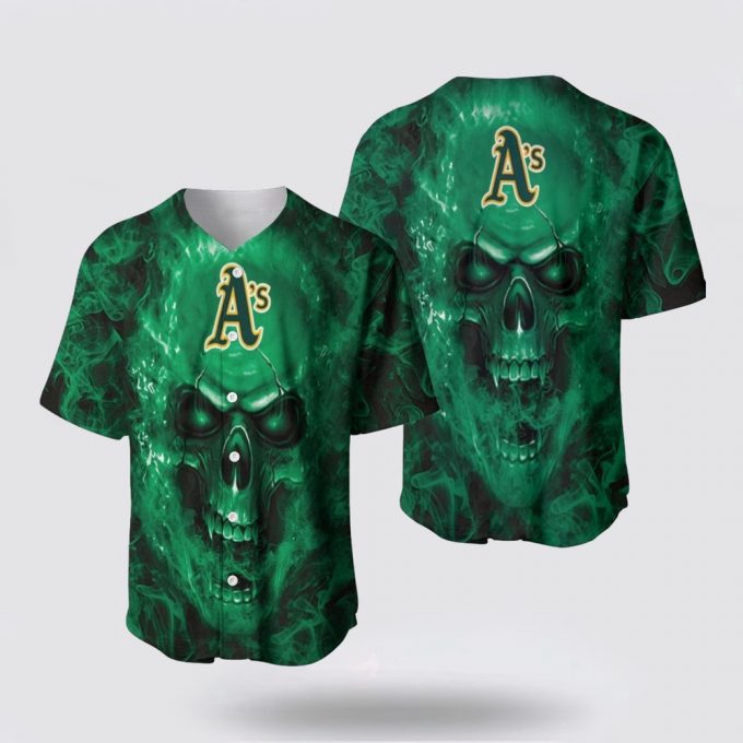 Mlb Oakland Athletics Baseball Jersey Skull Breathable And Comfortable For Fans 2