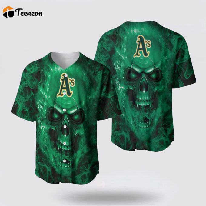 Mlb Oakland Athletics Baseball Jersey Skull Breathable And Comfortable For Fans 1