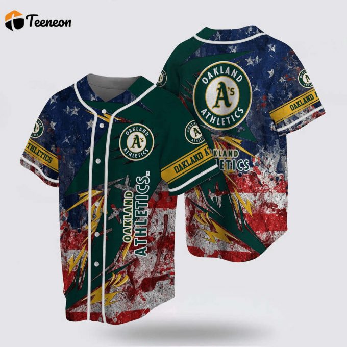 Mlb Oakland Athletics Baseball Jersey Us Flag For Fans Jersey 1