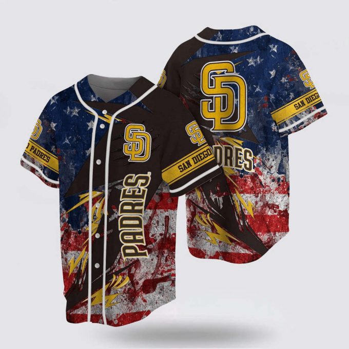 Mlb San Diego Padres Baseball Jersey With Us Flag For Fans Jersey 2