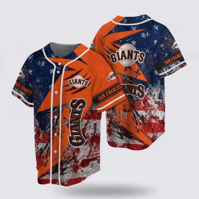 Mlb San Francisco Giants Baseball Jersey With Us Flag For Fans Jersey 2