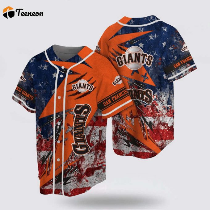Mlb San Francisco Giants Baseball Jersey With Us Flag For Fans Jersey 1