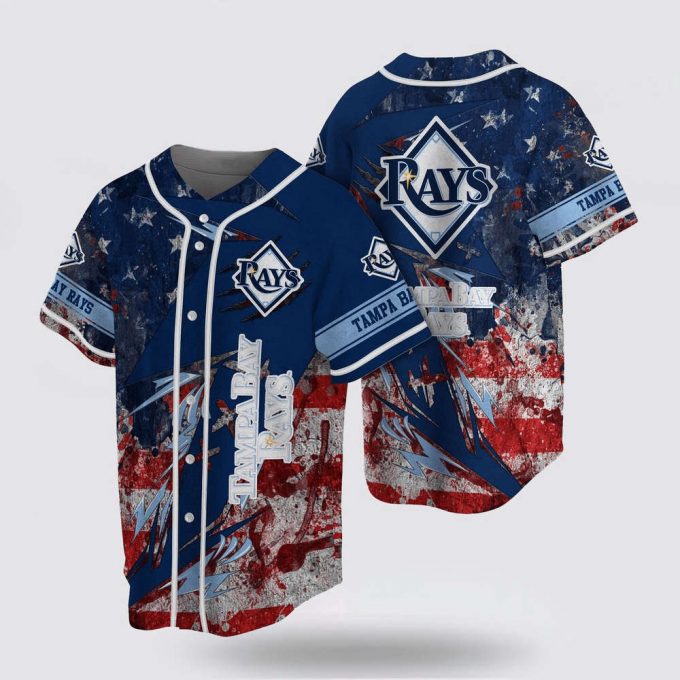Mlb Tampa Bay Rays Baseball Jersey With Us Flag For Fans Jersey 2