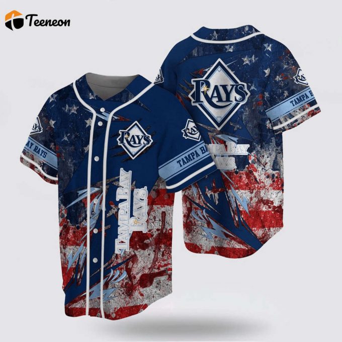 Mlb Tampa Bay Rays Baseball Jersey With Us Flag For Fans Jersey 1