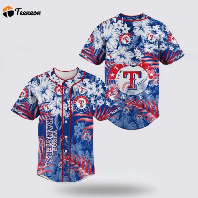 Mlb Texas Rangers Baseball Jersey With Flower Pattern For Fans Jersey