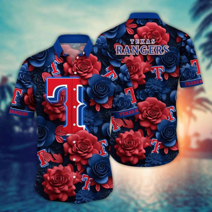 Mlb Texas Rangers Hawaiian Shirt Flower Aloha Style Unleashed For Fans 2