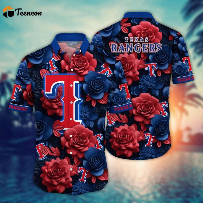 Mlb Texas Rangers Hawaiian Shirt Flower Aloha Style Unleashed For Fans 1