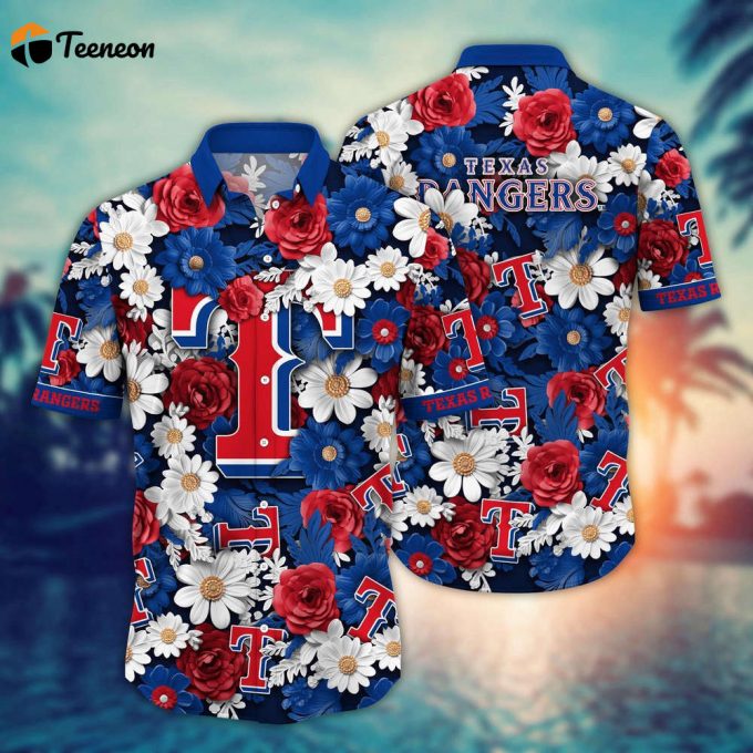 Mlb Texas Rangers Hawaiian Shirt Flower Floral Fusion Fashion For Fans 1
