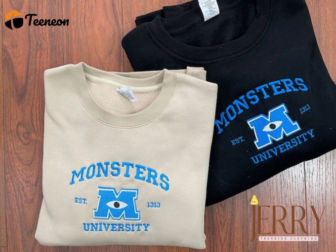 Monster’s University Crewneck Embroidered Sweatshirts, Disney Embroidered Sweatshirts 1