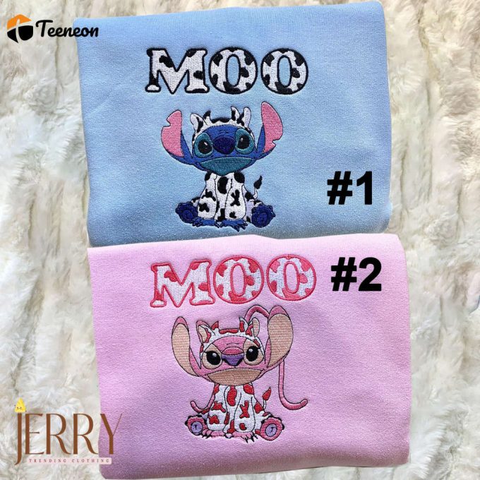 Moo Alien Stitch And Angel Embroidered Sweatshirt 1