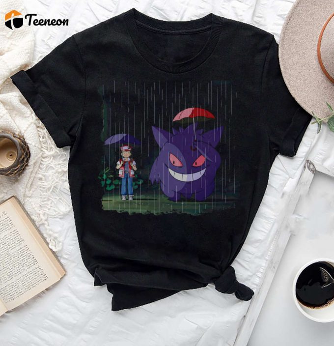 Engaging Gengar T-Shirt - Funny Pokemon Ghost Shirt For Fans - Cartoon Pokemon &Amp;Amp; Neighbor Gengar Shirt 1