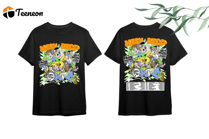 Shop The Official Neck Deep 2024 Tour Shirt With Drain Bearings &Amp;Amp; Higher Power - Exclusive Neck Deep Band Fan Shirt For The Ultimate Concert Experience! (184 Characters) 1