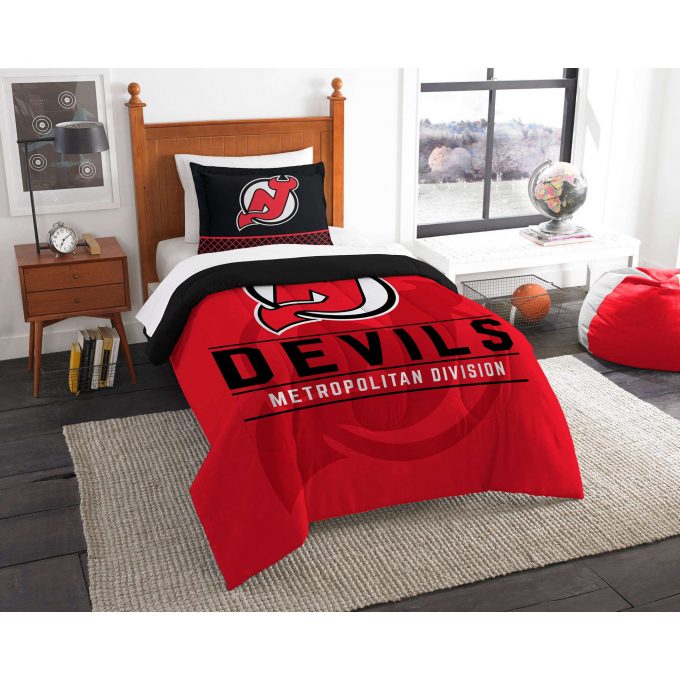New Jersey Devils Large Logo Bedding Set Gift For Fans - Perfect Gift For Fans! Duvet Cover Set 1