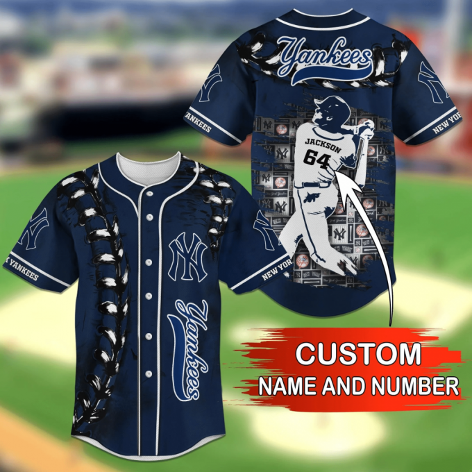 New York Yankees Mlb Personalized Name &Amp; Number Baseball Jersey Shirt 2