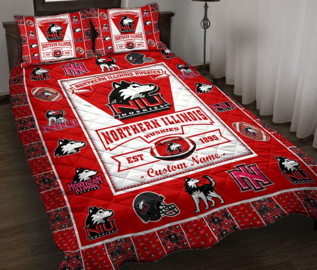 Custom Name Red Est 185 Bedding Set Gift For Fans For Northern Illinois Huskies Fans - Perfect Gift! 2