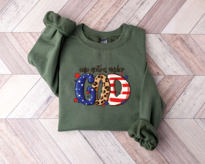 One Nation Under God Sweatshirt, 4Th Of July Sweater, Patriotic Sweater, Retro American Sweater, Independence Day Sweater, 4Th Of July Gift 2