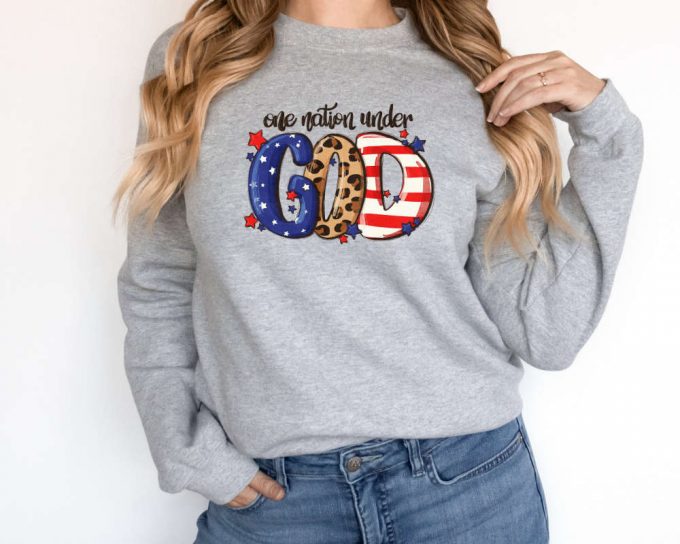 One Nation Under God Sweatshirt, 4Th Of July Sweater, Patriotic Sweater, Retro American Sweater, Independence Day Sweater, 4Th Of July Gift 3