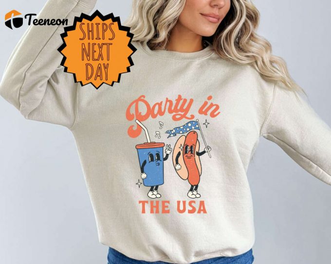 Party In The Usa Sweatshirt, Gift For 4Th Of July Crew, 4Th Of July Party Sweater, The Land Of The Free Sweater, Independence Day Sweater 1