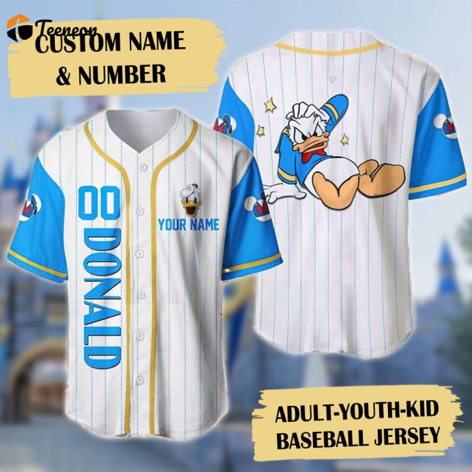 Custom Grumpy Duck Baseball Jersey - Personalized Cartoon Gift With Cute Character &Amp;Amp; Custom Number Shirt 1