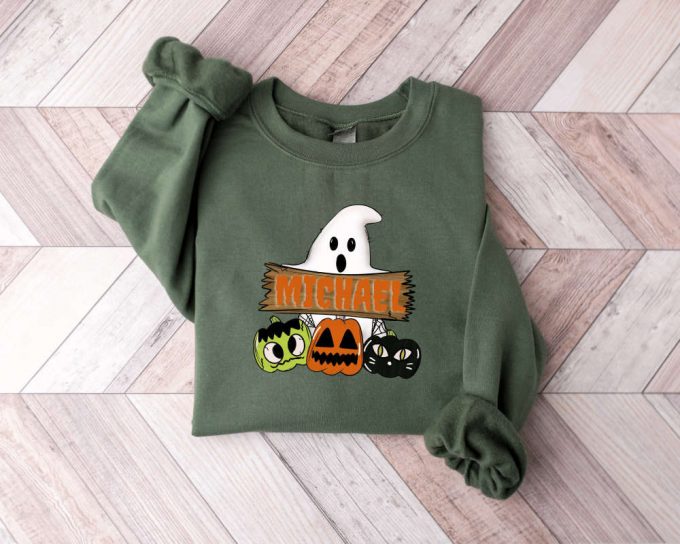 Personalized Halloween Sweatshirt, Custom Fall Sweater, Pumpkin Cat Sweater, Boy Halloween Sweater, Girl Halloween Sweater,Halloween Sweater