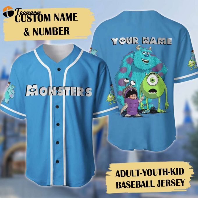 Custom Monster Friend Baseball Jersey - Personalized Cartoon Gift With Scary Company Theme Animation Shirt 1