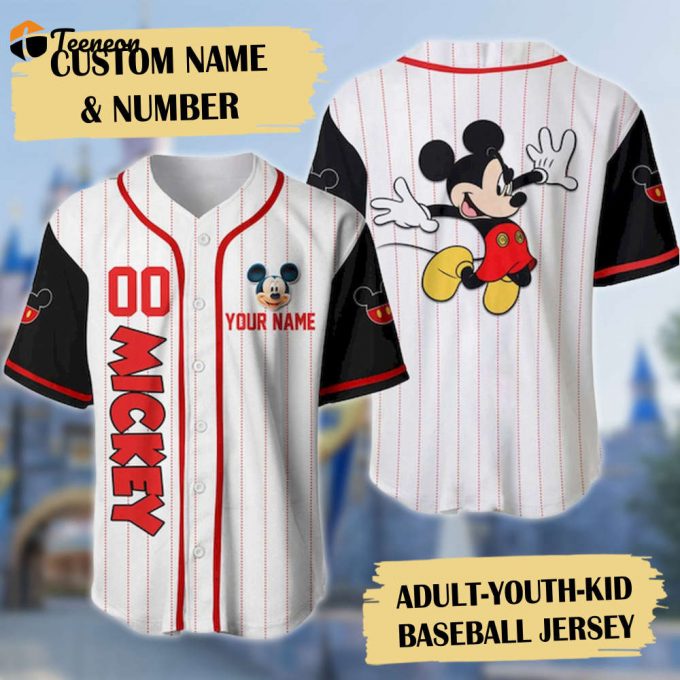 Personalized Mouse Head Baseball Jersey: Custom Number Shirt &Amp;Amp; Cute Cartoon Gift 1