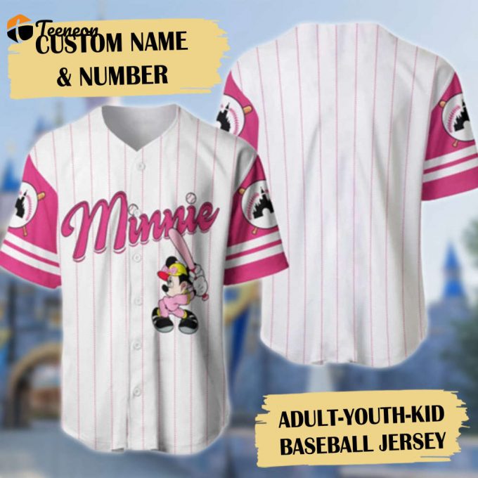 Customized Pink Girl Mouse Baseball Jersey - Personalized Name Shirt Cartoon Gift 1