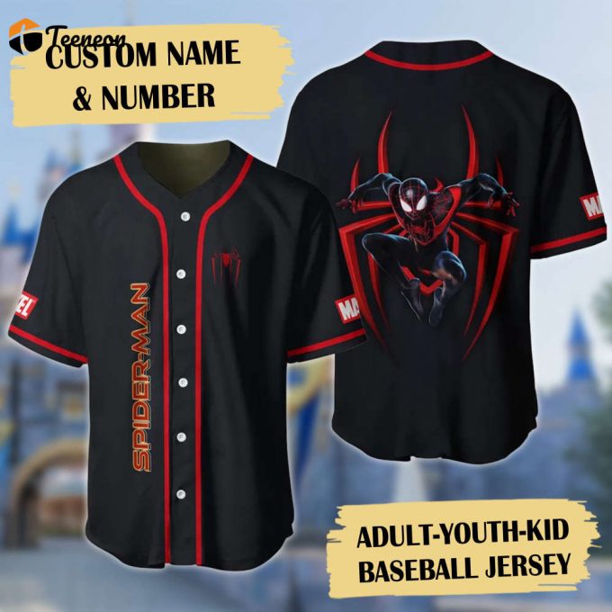 Custom Spider Superhero Baseball Jersey - Personalized Name Shirt Cartoon Gift 1